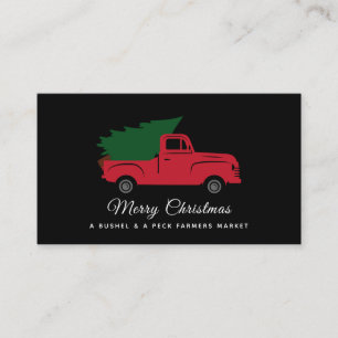 Rode  vrachtwagen met kerstboom visitekaartje