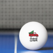 Rode vrachtwagen met Kerstboom voor Pingpongspeler Pingpongbal (Net)
