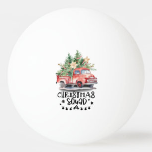 Rode vrachtwagen met Kerstboom voor Pingpongspeler Pingpongbal