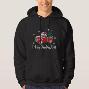 Rode  Vrachtwagen met Kerstboom Vrolijk Christus Hoodie