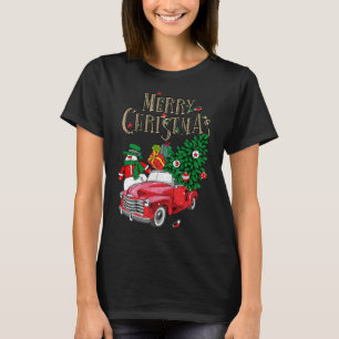 Rode vrachtwagen met kerstboomserie t-shirt