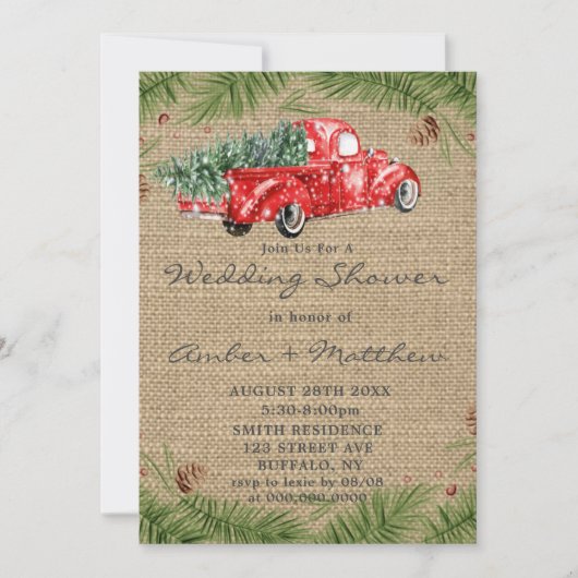 Rode Vrachtwagen met kerstbruiloft nodigt u uit (Voorkant)