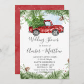 Rode Vrachtwagen met kerstbruiloft nodigt u uit (Voorkant / Achterkant)