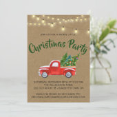 Rode  Vrachtwagen met kerstfeestdag Kaart (Staand voorkant)