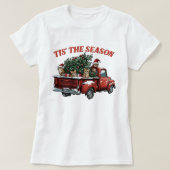 Rode vrachtwagen met kerstkatten T-shirt (Design voorkant)