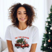 Rode vrachtwagen met kerstkatten T-shirt