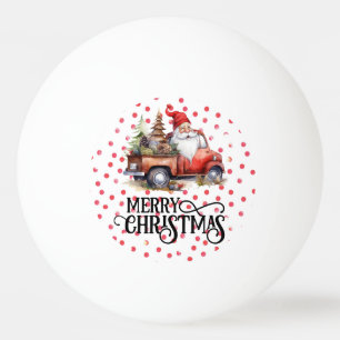 Rode vrachtwagen met kerstman en kerstboom pingpongbal