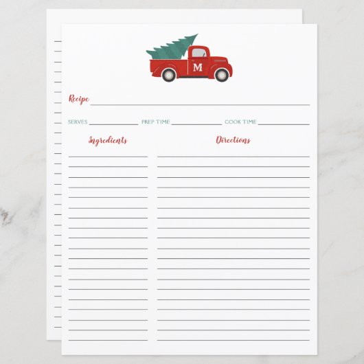 Rode Vrachtwagen met kerstrecept Multomap Invoegen (Voorkant / Achterkant)