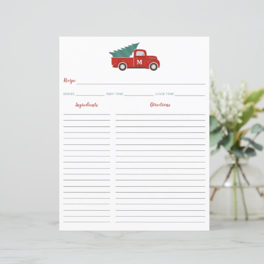 Rode Vrachtwagen met kerstrecept Multomap Invoegen (Staand voorkant)