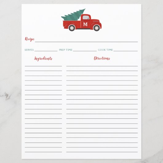 Rode Vrachtwagen met kerstrecept Multomap Invoegen (Voorkant)