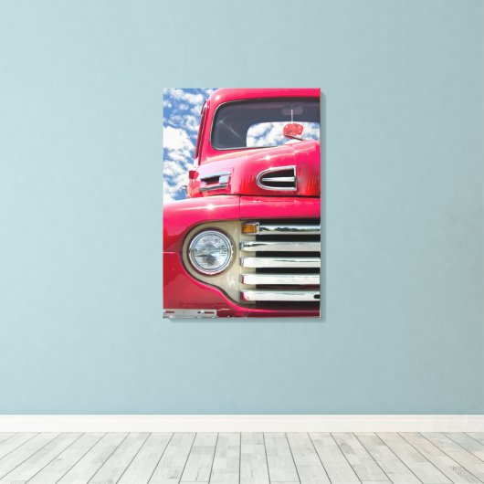  rode vrachtwagen met wazige dop canvas afdruk (Insitu (Houten vloer))