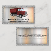 rode vrachtwagen | Metalen achtergrond Visitekaartje (Voorkant / Achterkant)