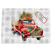 Rode  Vrachtwagen Naam Tag Christmas Snow Groot Cadeauzakje (Voorkant)