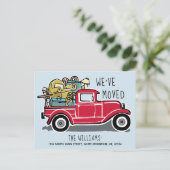 rode vrachtwagen nieuwe woning verhuizen aankondigingskaart (Staand voorkant)