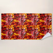 Rode Vrachtwagen Olieverf, Strandhanddoek Strandlaken (Voorkant)