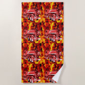 Rode Vrachtwagen Olieverf, Strandhanddoek Strandlaken (Voorkant)