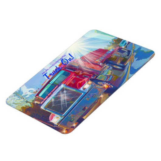 Rode Vrachtwagen op de Magneet van de Wegkunst (Linkerzijde)