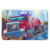 Rode Vrachtwagen op de Magneet van de Wegkunst (Horizontaal)