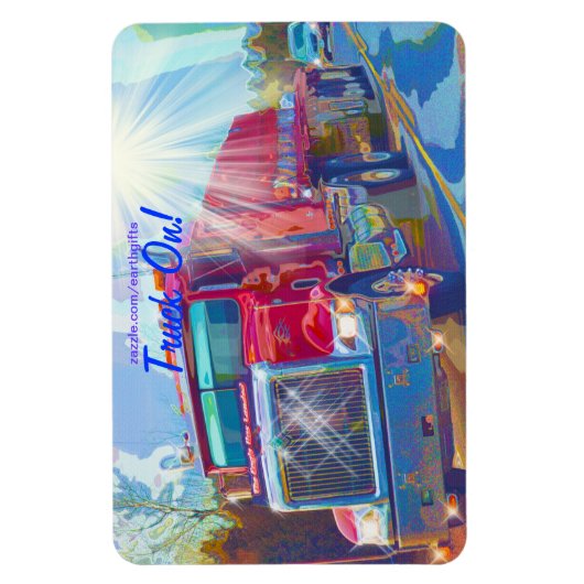 Rode Vrachtwagen op de Magneet van de Wegkunst (Verticaal)