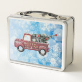 rode  vrachtwagen op een blauwe sneeuwvlok (Achterkant)