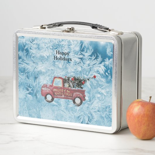 rode  vrachtwagen op een blauwe sneeuwvlok (In situ)