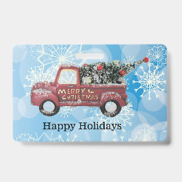 rode  vrachtwagen op een blauwe sneeuwvlok badge