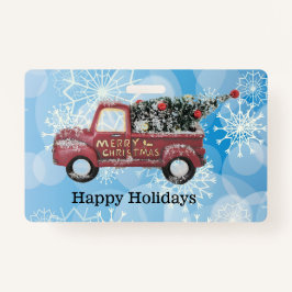 rode  vrachtwagen op een blauwe sneeuwvlok badge