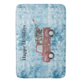 rode  vrachtwagen op een blauwe sneeuwvlok badmat (Voorkant Verticaal)