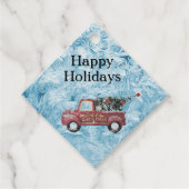 rode  vrachtwagen op een blauwe sneeuwvlok bedankjes labels (Voorkant)