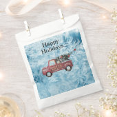 rode  vrachtwagen op een blauwe sneeuwvlok bedankzakje (Geknipt)