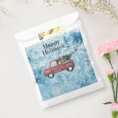 rode  vrachtwagen op een blauwe sneeuwvlok bedankzakje (Gezegeld)