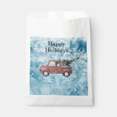 rode  vrachtwagen op een blauwe sneeuwvlok bedankzakje (Voorkant)