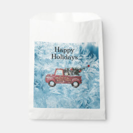 rode  vrachtwagen op een blauwe sneeuwvlok bedankzakje