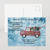 rode  vrachtwagen op een blauwe sneeuwvlok feestdagenkaart (Voorkant / Achterkant)