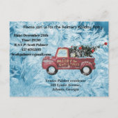 rode  vrachtwagen op een blauwe sneeuwvlok feestdagenkaart (Voorkant)