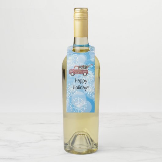 rode  vrachtwagen op een blauwe sneeuwvlok flessenhanger (Op fles)