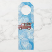 rode vrachtwagen op een blauwe sneeuwvlok flessenhanger (Achterkant)