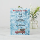 rode  vrachtwagen op een blauwe sneeuwvlok menu (Staand voorkant)