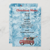 rode  vrachtwagen op een blauwe sneeuwvlok menu (Voorkant / Achterkant)