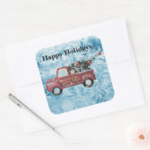 rode  vrachtwagen op een blauwe sneeuwvlok vierkante sticker (Envelop)