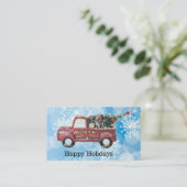 rode  vrachtwagen op een blauwe sneeuwvlok visitekaartje (Staand voorkant)