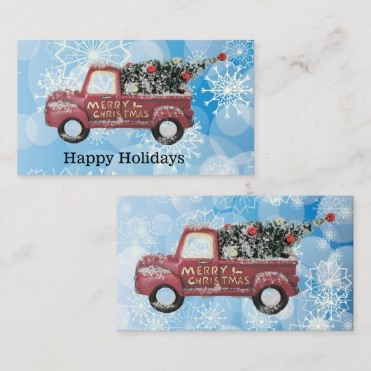 rode  vrachtwagen op een blauwe sneeuwvlok visitekaartje (Voorkant / Achterkant)
