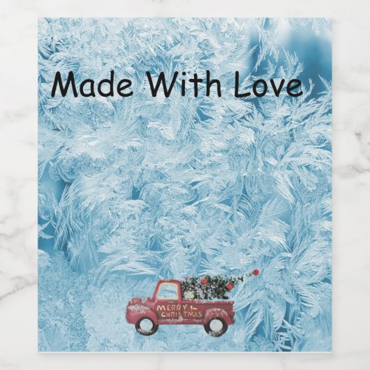 rode  vrachtwagen op een blauwe sneeuwvlok wijn etiket (Enkel label)