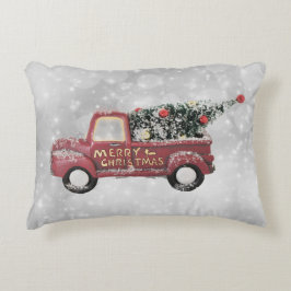 rode  vrachtwagen op een grijze achtergrond accent kussen