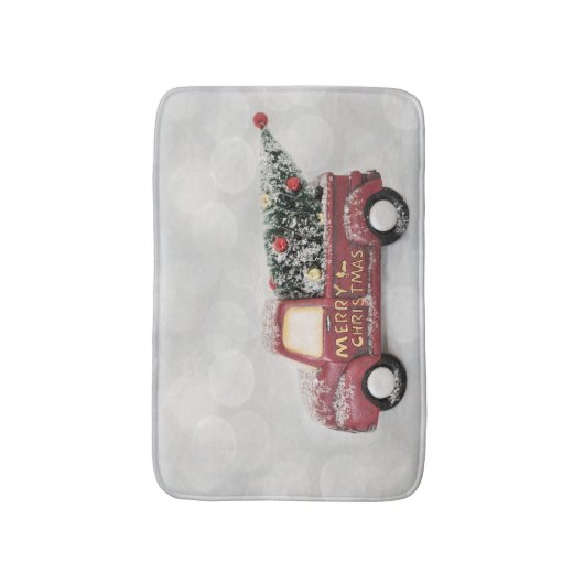 rode  vrachtwagen op een grijze achtergrond badmat (Voorkant Verticaal)