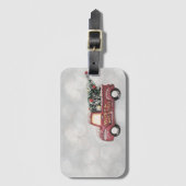 rode vrachtwagen op een grijze achtergrond bagagelabel (Voorkant (verticaal))