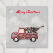 rode  vrachtwagen op een grijze achtergrond bedankjes labels (Voorkant)