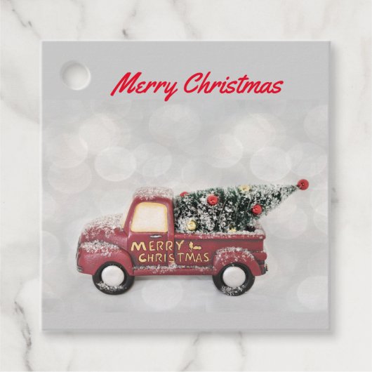 rode  vrachtwagen op een grijze achtergrond bedankjes labels (Voorkant)