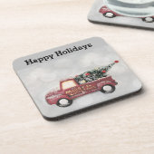 rode  vrachtwagen op een grijze achtergrond bier onderzetter (Linkerzijde)