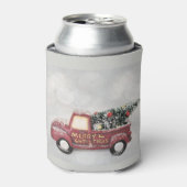 rode  vrachtwagen op een grijze achtergrond blikjeskoeler (Blikje Voorkant)